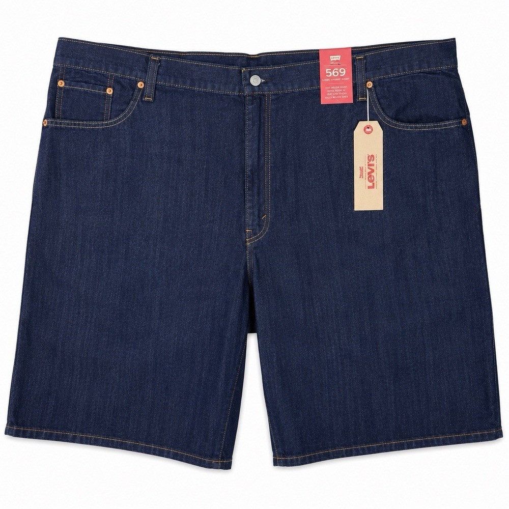 Levi's Mens 569 Loose Straight Denim Shorts Big & Tall W52 Size 52 Dark Wash NWT